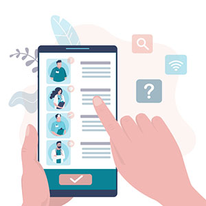 browsing through your phone selecting a primary care doctor