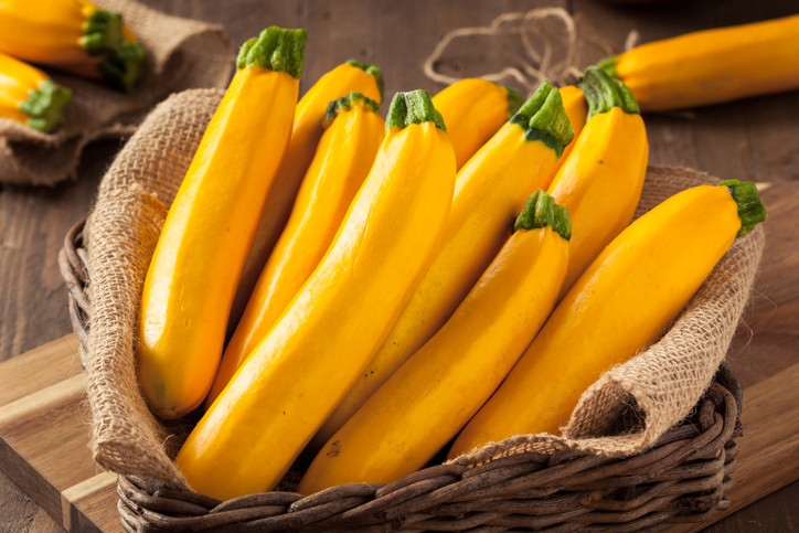 A small basket full of yellowsquash